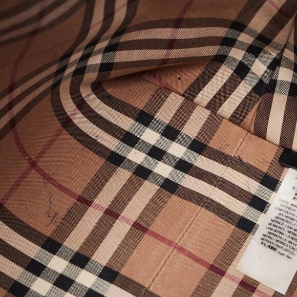 Burberry Black Leather Check Wool Medium Society Tote Bag - Picture 10 of 12